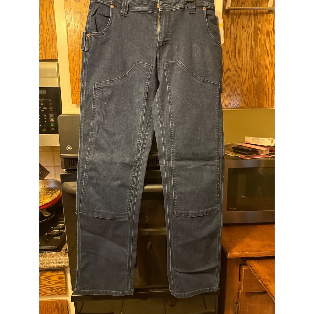 Dickies Womens Double Knee Carpenter Jeans Dark Wash Denim FD250DSW Size 12‎ REG